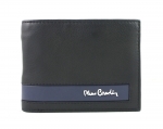 Skórzany portfel męski Pierre Cardin RFID czarny z niebieską wstawką