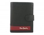Skórzany portfel męski Pierre Cardin RFID czarny z bordową wstawką