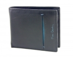 Mały skórzany portfel męski Pierre Cardin z niebieską wstawką
