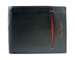 Skórzany portfel męski Pierre Cardin z bordową wstawką