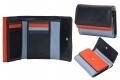 Skórzany mały portfel damski DuDu®, 534-1160 granatowy + pomarańczowy