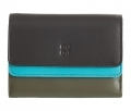 Skórzany mały portfel damski DuDu®, 534-1160 ciemny brąz, błękitny + inne