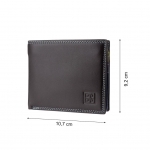 Skórzany mały portfel DuDu® RFID, 534-421R ciemny brąz + zielony i niebieski