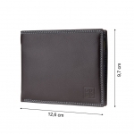 Skórzany poziomy portfel DuDu® RFID, 534-473R  ciemny brąz + zielony i niebieski