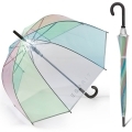 Głęboka przezroczysta parasolka Esprit - tęczowa + lamówka odblaskowa