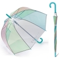 Głęboka przezroczysta parasolka Esprit - tęczowa + lamówka odblaskowa