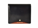 Skórzany czarny portfel męski z czerwoną wstawką, Peterson, RFID