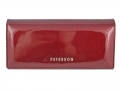 Duży czerwony portfel damski, lakierowany, RFID, Peterson