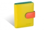 Mały damski portfel Valentini, zieleń morska + żółty