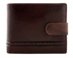 Męski skórzany portfel Valentini z zapięciem, brązowy