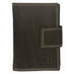 Praktyczny portfel męski Always Wild ze skóry nubukowej w kolorze brązowym z zapięciem