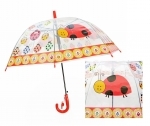 Automatyczna - przezroczysta głęboka parasolka dziecięca, biedronka