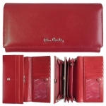 Klasyczny skórzany portfel damski Pierre Cardin, czerwony