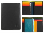 Cienki skórzany portfel damski DuDu®, 534-4714 czarny z kolorowym środkiem