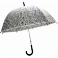 Przezroczysta, głęboka, automatyczna parasolka Perletti w czarne serduszka